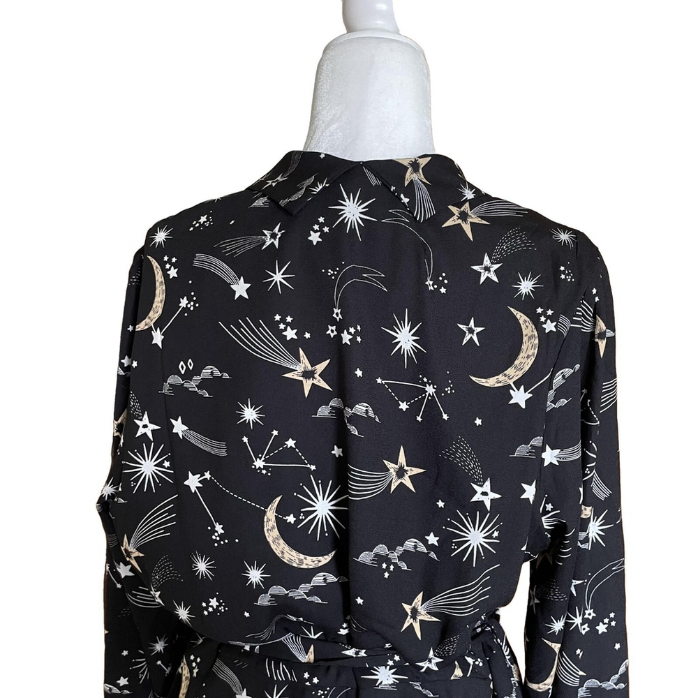 Joanie Babs Celestial Moon Star V Neck Midi Dress Size 14 - Picture 10 of 15